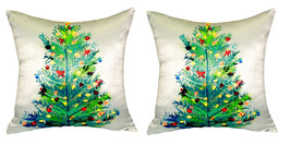 Pair of Betsy Drake Christmas Tree No Cord Pillows - £63.15 GBP