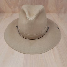 Dorfman Pacific Safari Hat, Wide Brim, Cotton Mesh, Outback Tan Leather Strap - £23.50 GBP