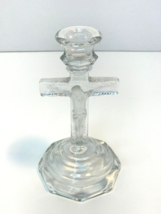 Vintage Pressed Glass Crucifix Candlestick Candle Holder - Jesus on The ... - $9.89