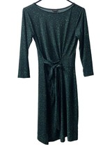 Ann Taylor Factory Faux Wrap Dress Green  Size XS Knit Sheath Mid Length V Neck - £11.63 GBP