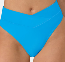 Halara Size Medium Blue Crossover Waist Cheeky Bikini Swim Bottom - £10.14 GBP
