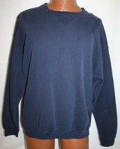 Vintage 90s TULTEX Dark Blue Blank Athletic Weight SWEATSHIRT L Vtg Made... - £23.34 GBP