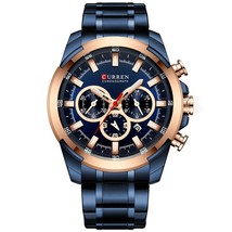 CURREN Mens Watches Big Sport Watch Men Military Steel Wrist Watches Gold Design - £50.59 GBP
