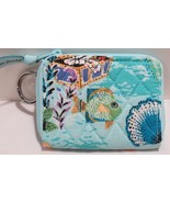 Vera Bradley RFID Petite Zip-Around Wallet ANTILLES TREASURE green fish ... - £36.05 GBP