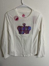 Juicy by Juicy Couture Girls White Long Sleeve Pink Glittered Crown Shirt Size L - £13.75 GBP