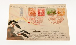 Karl Lewis 1936 Handbemalt Aquarell Abdeckung Japan Sich CT, USA Asama Maru C-1 - £187.86 GBP