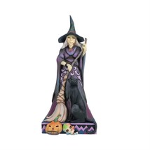Jim Shore Two-Sided Witch Spooky and Sweet 10.5" High Black Cat Stone Resin