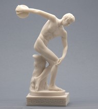 Discobolus Discus Thrower Nude Male Athlete Greek Roman Statue Sculpture 8.27 in - £35.60 GBP