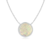 ANGARA Natural Opal Solitaire Necklace in Sterling Silver for Women (5mm) - £147.27 GBP+