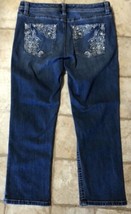 White House Black Market Blanc Slim Crop Jeans Pants W/ Rhinestones Wome... - £15.81 GBP