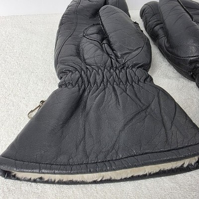 Men's XL Black Leather Insulated Conroy Trigger 3 Three-Finger Mittens Gloves Item image 10