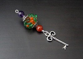 Amethyst and Carnelian Emerald Fire Key Blessingway bead - Blessing, baby shower - £12.58 GBP