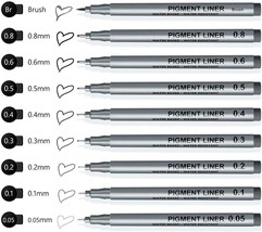 Low Cost Set of 9 ELEPHANTBOAT Micro Pen Waterproof Fineliner Mandala Art Artist - £46.97 GBP