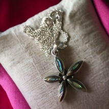 Abalone Star Necklace Sterling Silver 925 Flower Pendant Daisy 18&quot; Beach... - $34.64