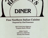 Rebecca&#39;s Diner Northern Italian Cuisine Menu Pompano Beach Florida  - $17.82