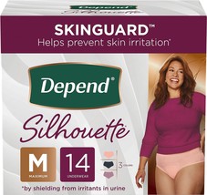 Depend Silhouette Adult Incontinence and Postpartum Underwear for Women, Medium, - £29.56 GBP