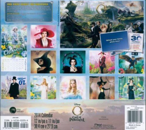 Disney Oz the Great & Powerful Movie 19 Month 2014 Wall Calendar & Widget SEALED - $7.84
