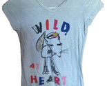 Jays Apparel Women Wild at Heart Cap Sleeve V Neck Burner Graphic TShirt... - £6.69 GBP