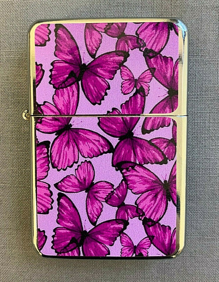 Cute Purple Butterfly Wallpaper Flip Top Oil Lighter Windproof - $14.80 Cute Purple Butterfly Wallpaper Flip Top Oil Lighter Windproof - $14.80