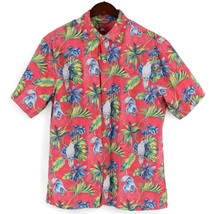 Tommy Bahama Shirt Mens Medium Red Button Up 100% Cotton Hawaiian Floral - $29.67