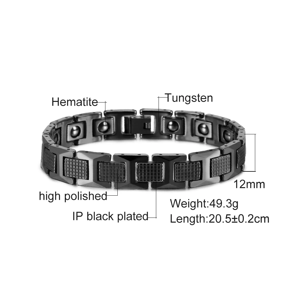 Magnetic Bracelet Benefit Anti-Scratch Black 12mm Power Magnetic Tungsten Bracel - £31.69 GBP