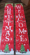 Merry Christmas welcome Banner Hanging Decorations Porch Xmas Sign Santa Claus - £7.87 GBP