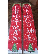 Merry Christmas welcome Banner Hanging Decorations Porch Xmas Sign Santa... - $9.89