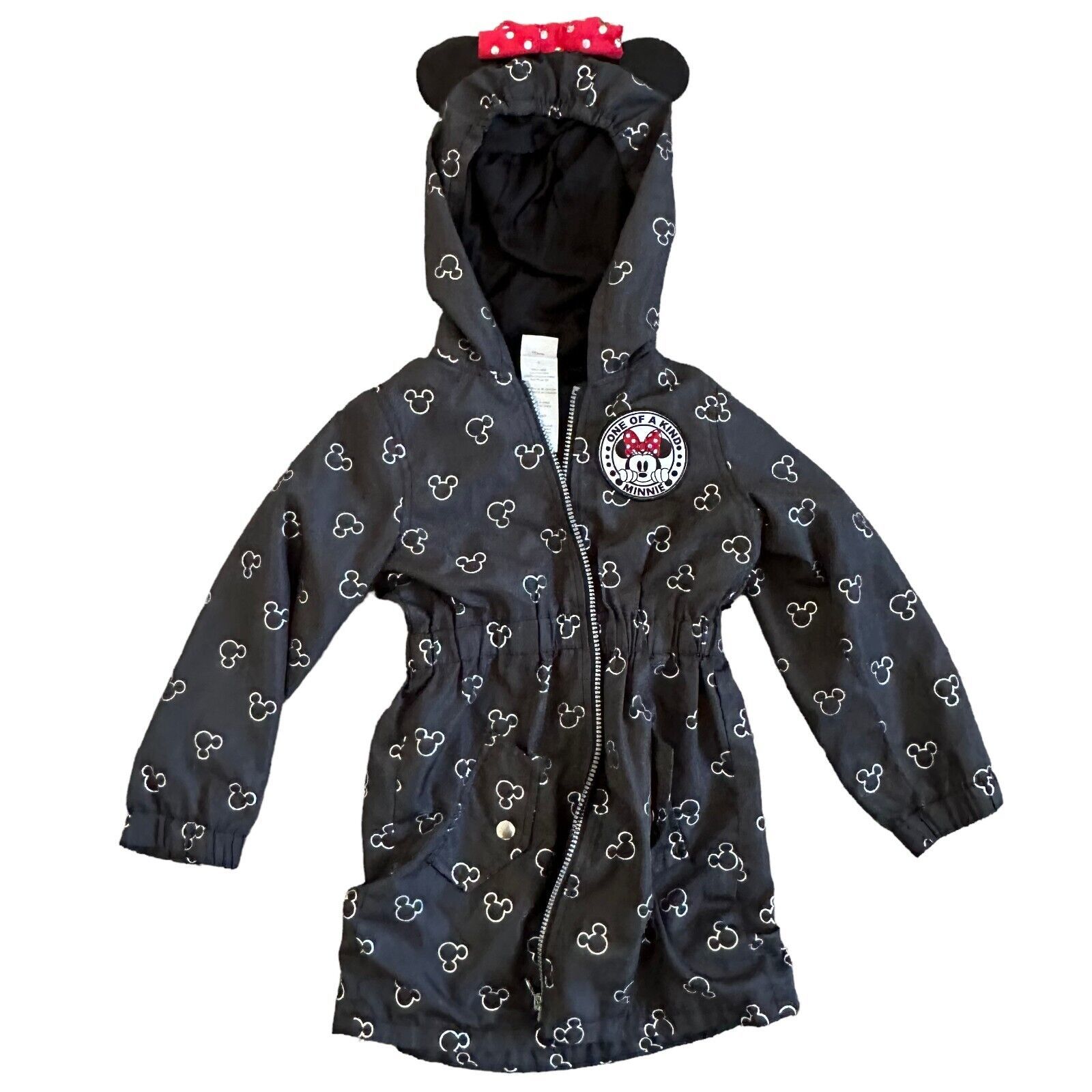Primary image for Disney Junior Girls Windbreaker Jacket Black 5 Minnie Full Zip Hoodie Lined