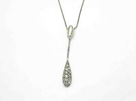 Natural Diamond Pave Drop Pendant 14k White Gold - £263.05 GBP