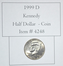 1999 D, Kennedy Half Dollar, # 4248, half dollar coin, vintage coins, rare coins - $13.25