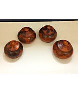 Vintage carved wood ware trinket container 4 piece  lot Haitian art souv... - $37.62