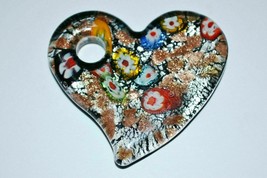 Vintage Murano Millefiori Glass Heart Pendant - $29.60