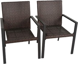 BALI OUTDOORS Gas Firepit Chairs Outdoor Wicker Patio Dining Set, Set of 2 - £135.08 GBP