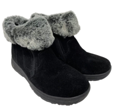 Khombu Women&#39;s Leather Bootie with Faux Fur Trim Black Size 8 - $23.74