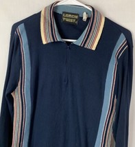 Vintage Lemon Twist Long Sleeve Shirt Disco Collared 1/4 Zip Medium 70s 80s - £31.96 GBP