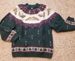 Talbots Wool Sweater Pullover Women&#39;s L Pinecones Trees Chunky Knit Gree... - $39.55