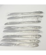 UNF11 Dinner Knives 8-1/2&quot; Floral Cameo Rose Japan Stainless Lot of 8 NEW! - $898.38 MXN