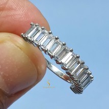 Emerald Cut Moissanite Diamond Wedding Band Half Eternity Ring 1.50CT Emerald Cu - £101.92 GBP