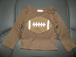Mud Pie Baby Toddler Boys&#39; Football Sports Long Sleeve Brown Shirt Size 0/6M - £10.90 GBP