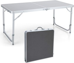 Alpha Camp 4 Ft. Folding Camping Table Aluminum Adjustable Height, 10 Point1Lbs - £71.37 GBP