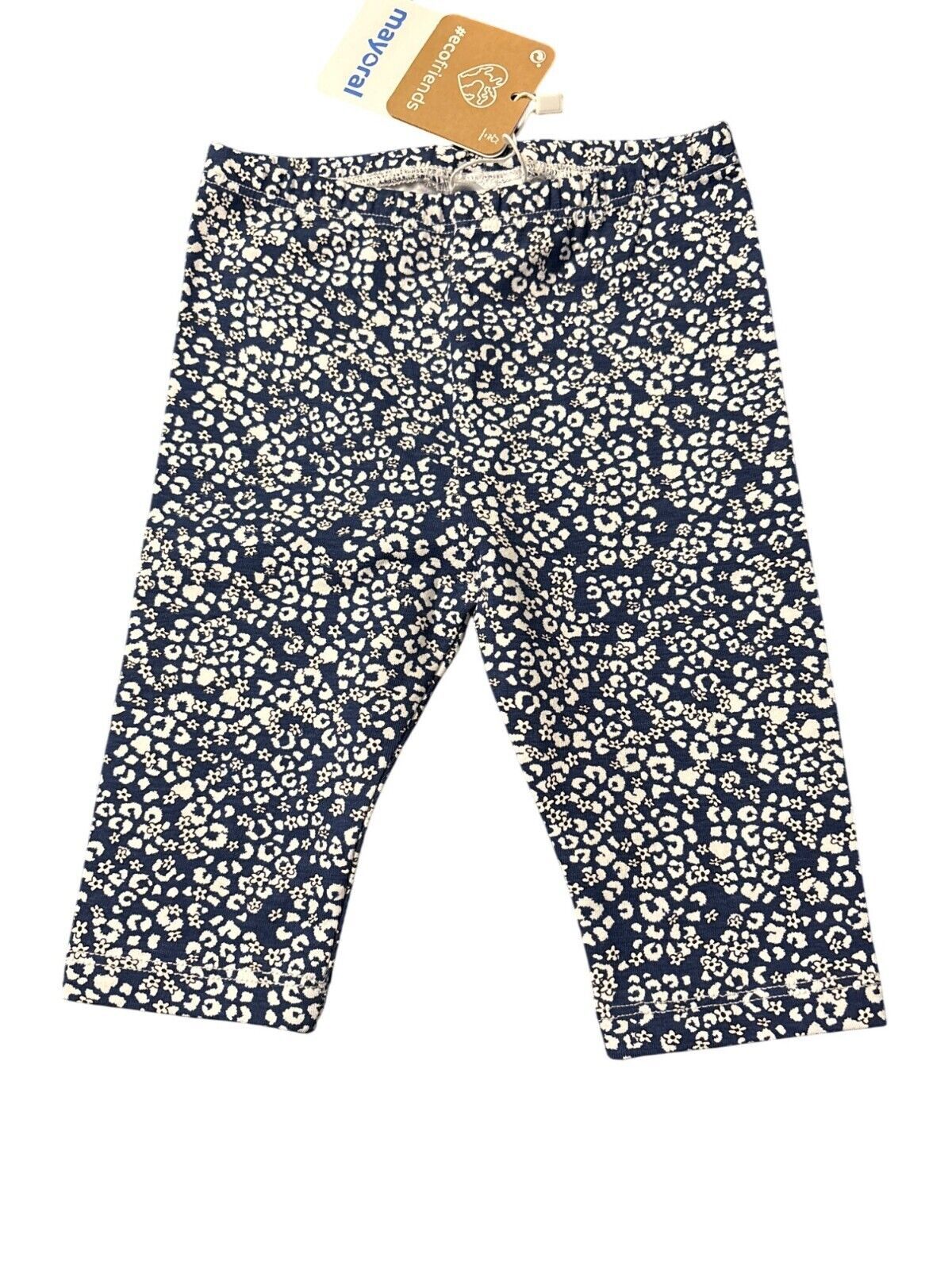 Mayoral Ecofriends Baby Girls Floral Print Leggings 12M Navy &amp; White NWT - $19.20