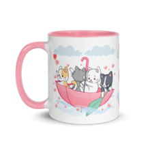 Personalized Monogram Coffee Mug 11oz | Cats in the Umbrella Boat with H... - £23.17 GBP