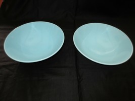 2 - 1950&#39;s STEUBENVILLE FAIRLANE Pottery 8 7/8&quot; Solid Blue SERVING BOWLS - £15.29 GBP