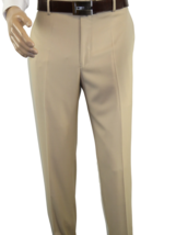 Mens MANTONI Flat Front Pants All Wool Super 140&#39;s Classic Fit 40901 Beige  - £63.94 GBP+