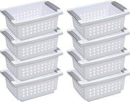 Sterilite Small Plastic Stacking Storage Basket Container Totes, 8 Pack - £35.17 GBP
