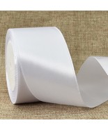 2 Inch X 25 Yards Wide White Satin Ribbon Solid Fabric Ribbons Roll For ... - £15.16 GBP