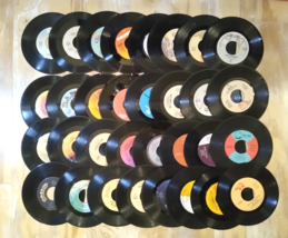 Lot of 32 records - 45&#39;s, and 7 paper sleeves! For crafts, wall decor, etc. - $27.54