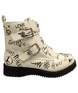 Steve Madden Wordup Ankle Boots Girls Sz 5 White Black Allover Design 12... - $37.04