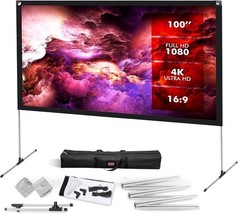 Pyle 100&quot; 16:9 Foldable Projector Screen HD 4K Indoor Outdoor Display (O... - $29.69