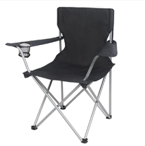Adult Basic Quad Folding Camp Chair with Cup Holder Outdoor Sport Beach, Black - £13.74 GBP